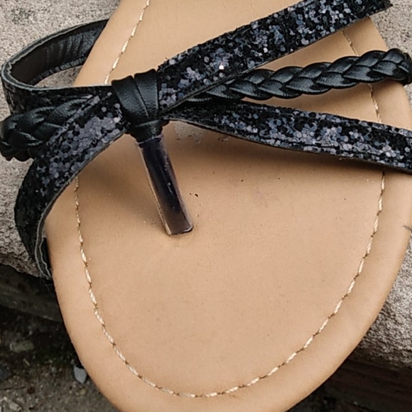 Cute Black Glitter Strap Sandals 3 for 25 sale - Picture 3 of 11